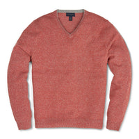 Marled Pure Cashmere V-Neck Sweater in Brick by Scott Barber