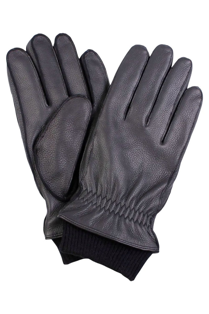 Deerskin Leather Gloves with Wool Lining and Cuff in Black by House of Amanda Christensen