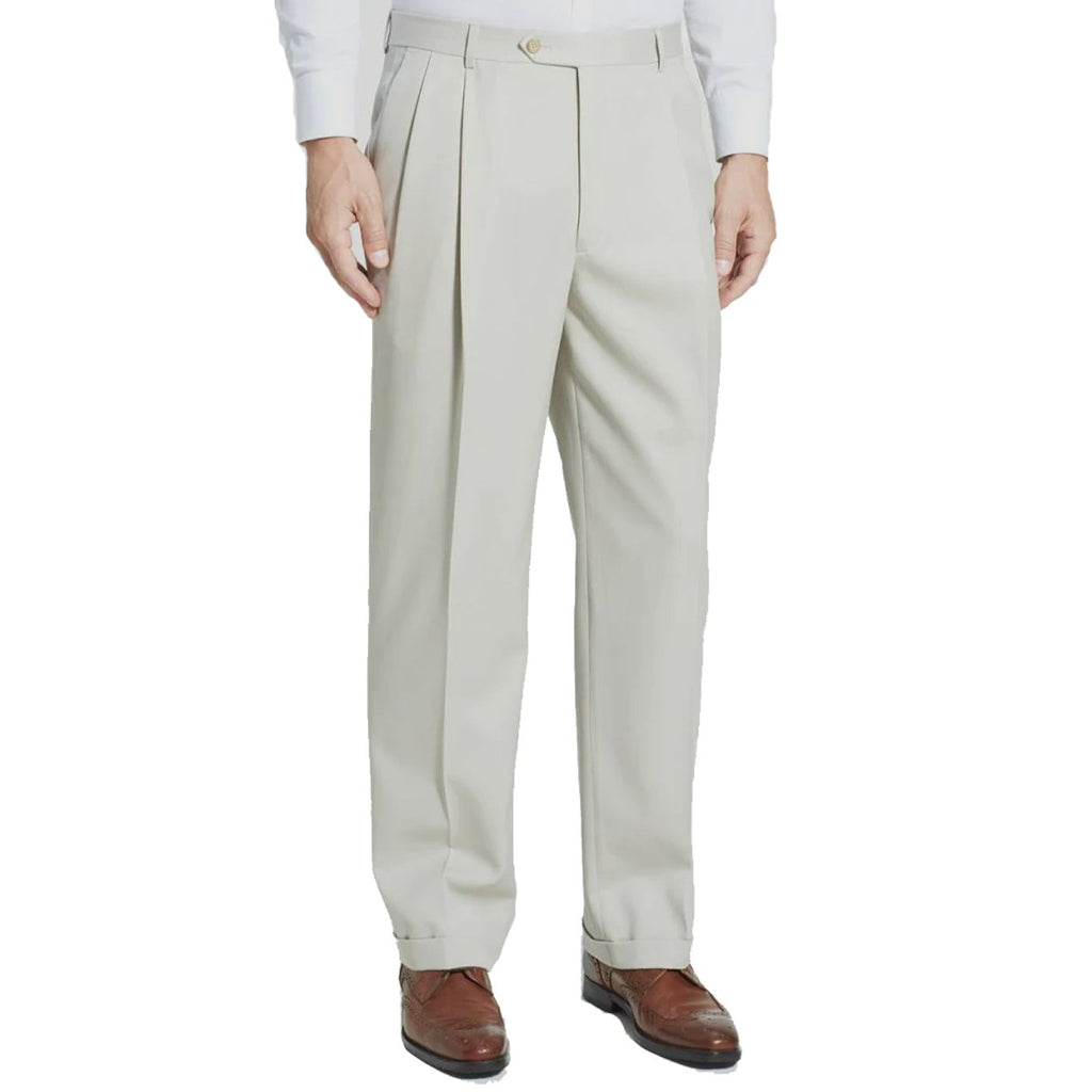 Super 100s Worsted Wool Gabardine Trouser in Stone (Milan