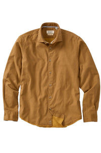 Italian Double-Faced Honeycomb Brushed Cotton Long-Sleeve Sport Shirt in Gold by Borgo28