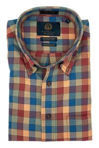 Spice Multi Plaid Cotton and Wool Blend Button-Down Shirt by Viyella