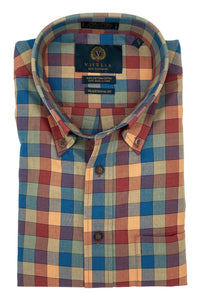 Spice Multi Plaid Cotton and Wool Blend Button-Down Shirt by Viyella