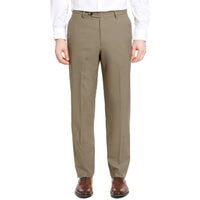 Worsted Wool Tropical Trouser in Tan (Hampton Plain Front - Regular & Long Rise) by Berle