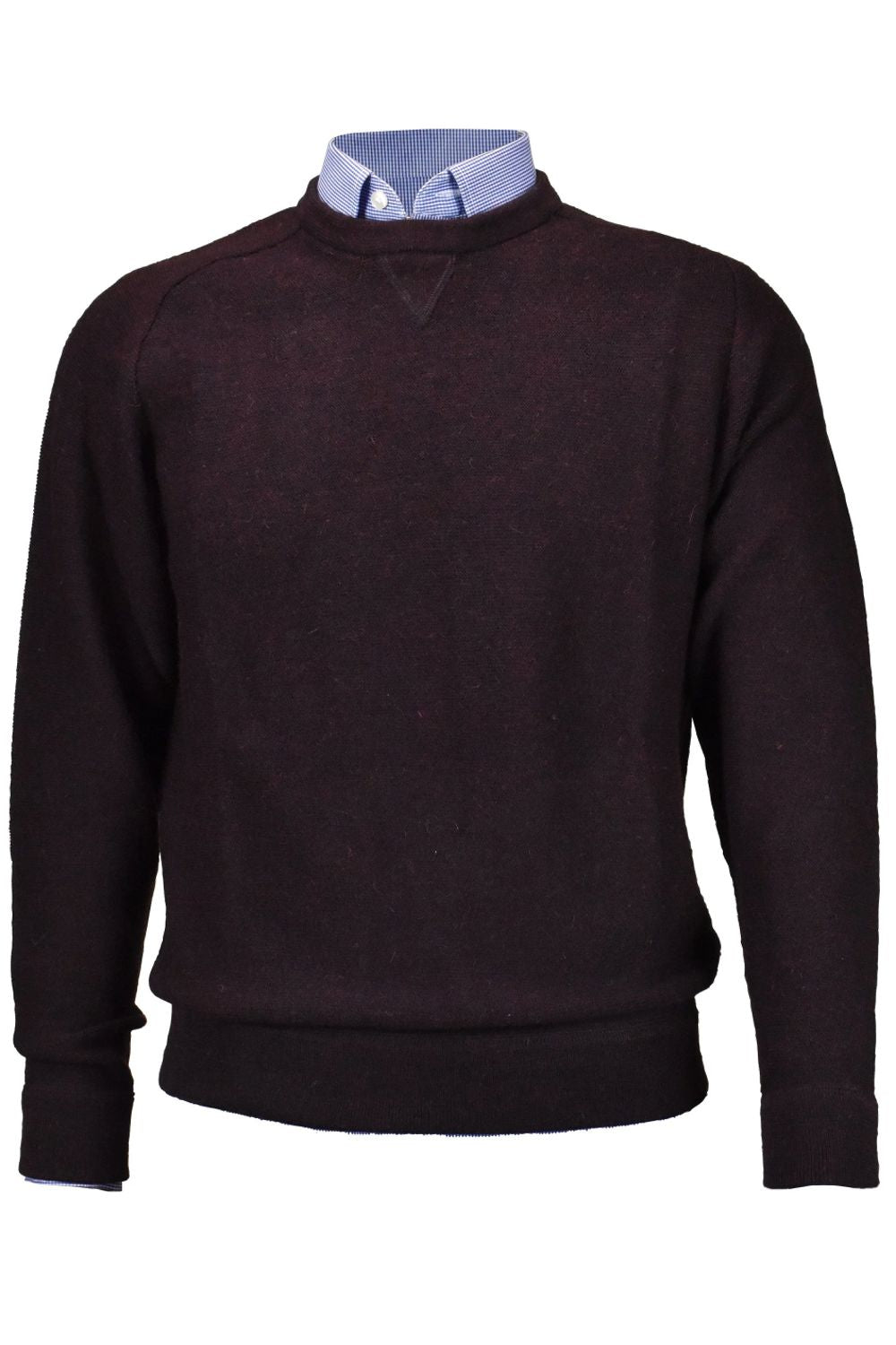 Royal Alpaca Sweatshirt-Style Crew Neck Sweater in Wine Heather by Peru Unlimited