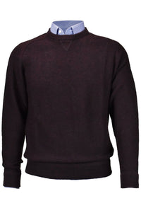Royal Alpaca Sweatshirt-Style Crew Neck Sweater in Wine Heather by Peru Unlimited