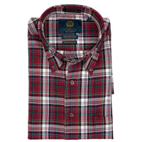 Admiral Red and Green Plaid Cotton and Wool Blend Button-Down Shirt by Viyella