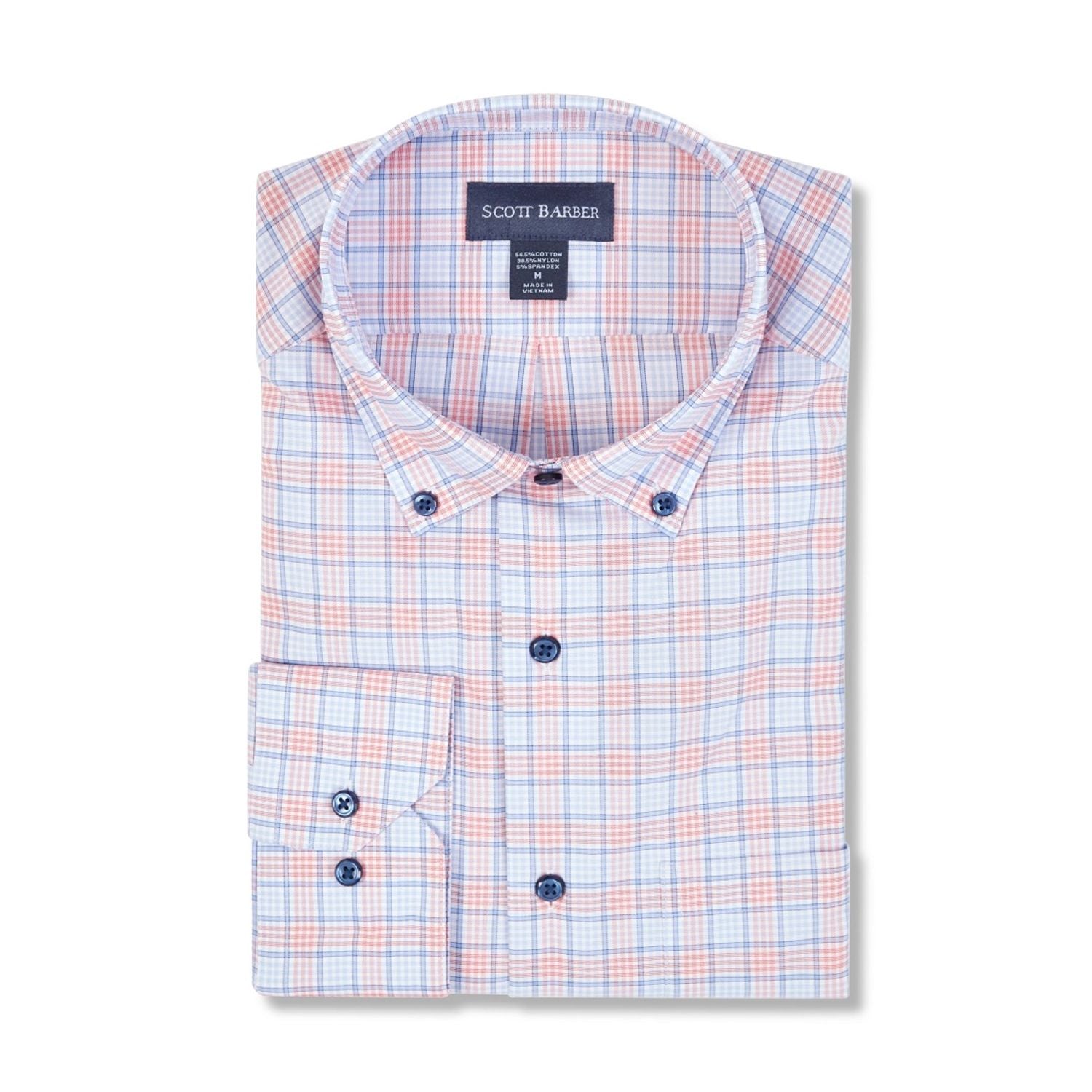 Performance Check Sport Shirt in Spice and Blue by Scott Barber