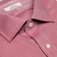 Burgundy Dobby Houndstooth Wrinkle-Free Cotton Dress Shirt with Spread Collar by Cooper & Stewart