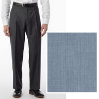 Super 120s Wool Gabardine Comfort-EZE Trouser in Blue Mix (Manchester Pleated Model) by Ballin