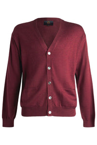 Extra Fine 'Zegna Baruffa' Merino Wool Button Front Cardigan Sweater in Buch Red by Viyella