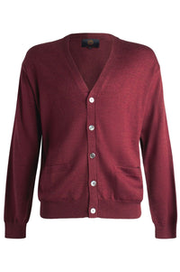 Extra Fine 'Zegna Baruffa' Merino Wool Button Front Cardigan Sweater in Buch Red by Viyella