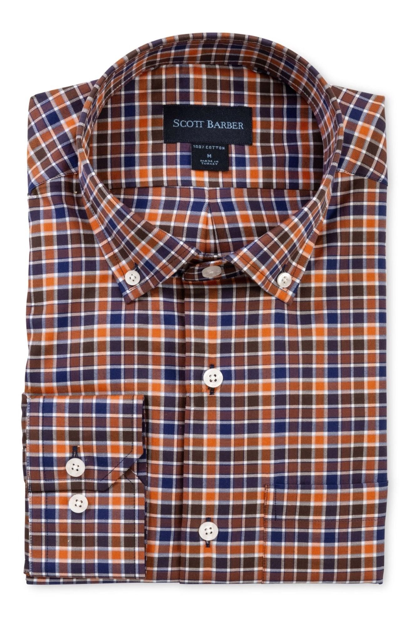 Prep Twill Check Long Sleeve Sport Shirt with Button Down Collar in Au Prep Twill Check Long Sleeve Sport Shirt with Button Down Collar in Au