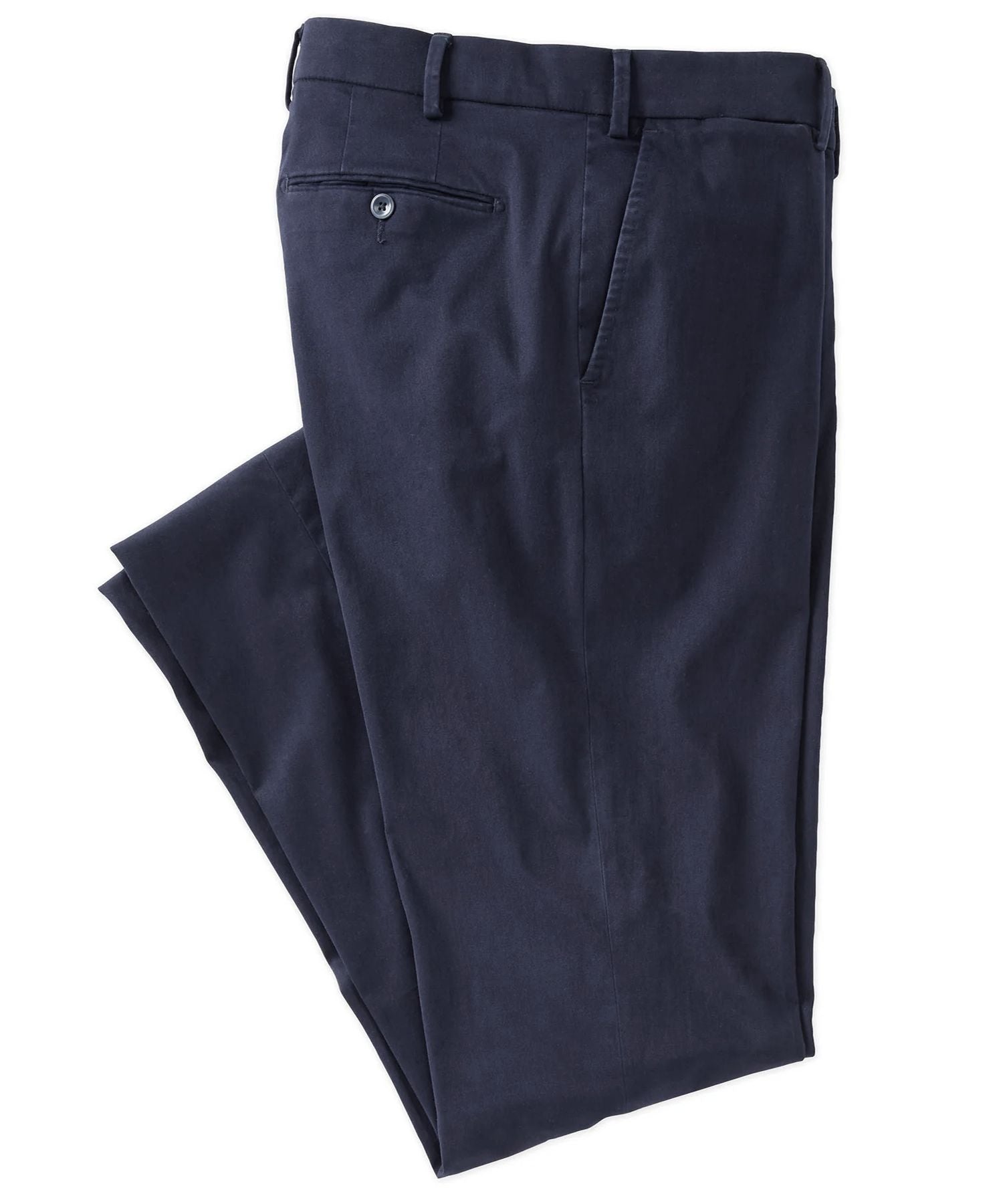 Supima Sateen Italian Luxury Flat Front Cotton Trouser in Navy (Choice of Fits) by 6 East by Ballin