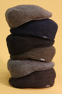 Ivy Modern Shetland Wool Cap in Olive Shetland Herringbone, Size 57 by Wigens