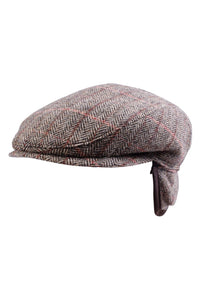 Ivy Slim Cap with Earflaps in Herringbone Overcheck Shetland (Choice of Colors) by Wigens