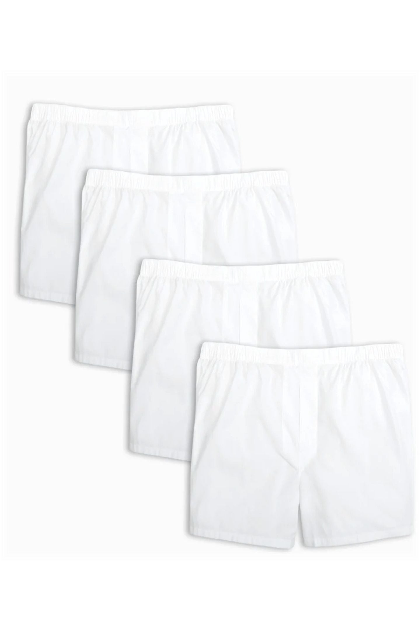 'Lofton' Solid Pinpoint Full Make Cotton Boxer Shorts in White, Size 42 Only (4 Pack) by Batton