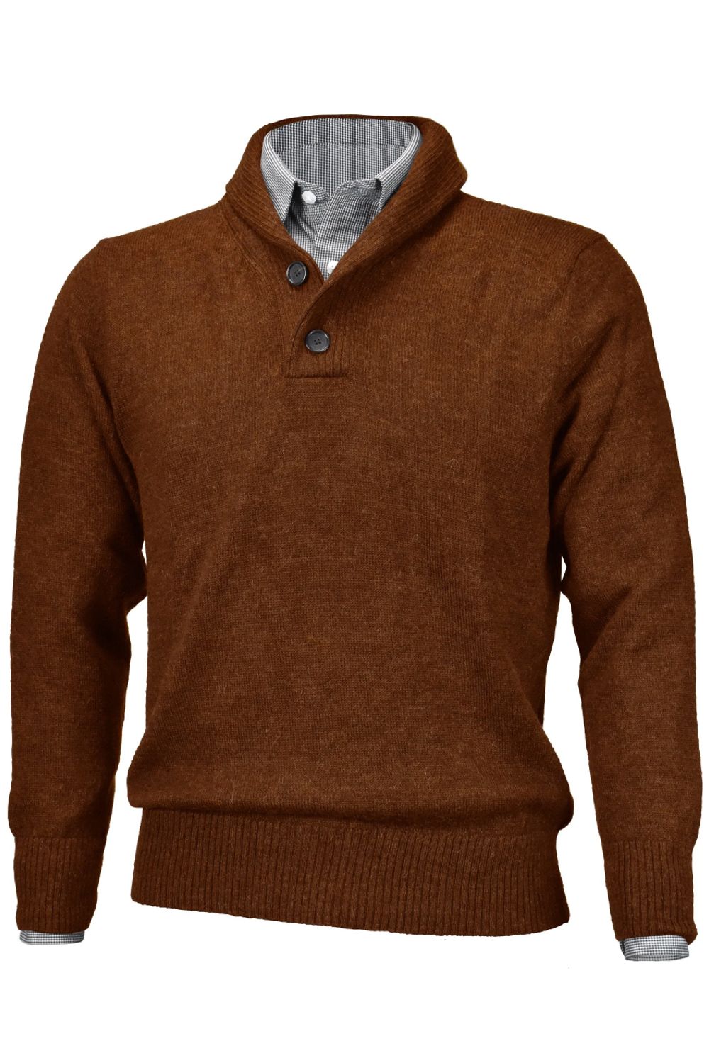 Royal Alpaca 2-Button Shawl Collar Sweater in Rust Heather (Size Medium) by Peru Unlimited
