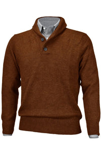 Royal Alpaca 2-Button Shawl Collar Sweater in Rust Heather (Size Medium) by Peru Unlimited