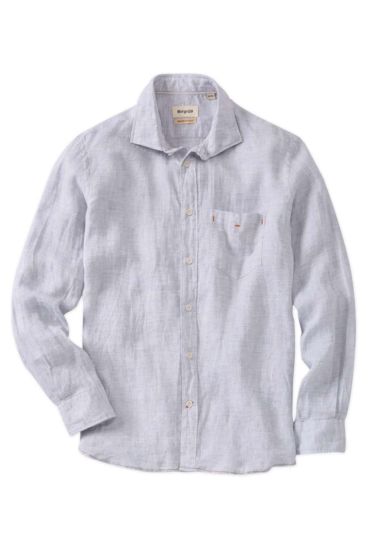 Mélange Linen Long Sleeve Sport Shirt in Grey by Borgo28