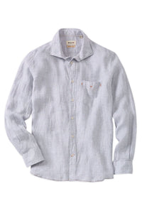 Mélange Linen Long Sleeve Sport Shirt in Grey by Borgo28
