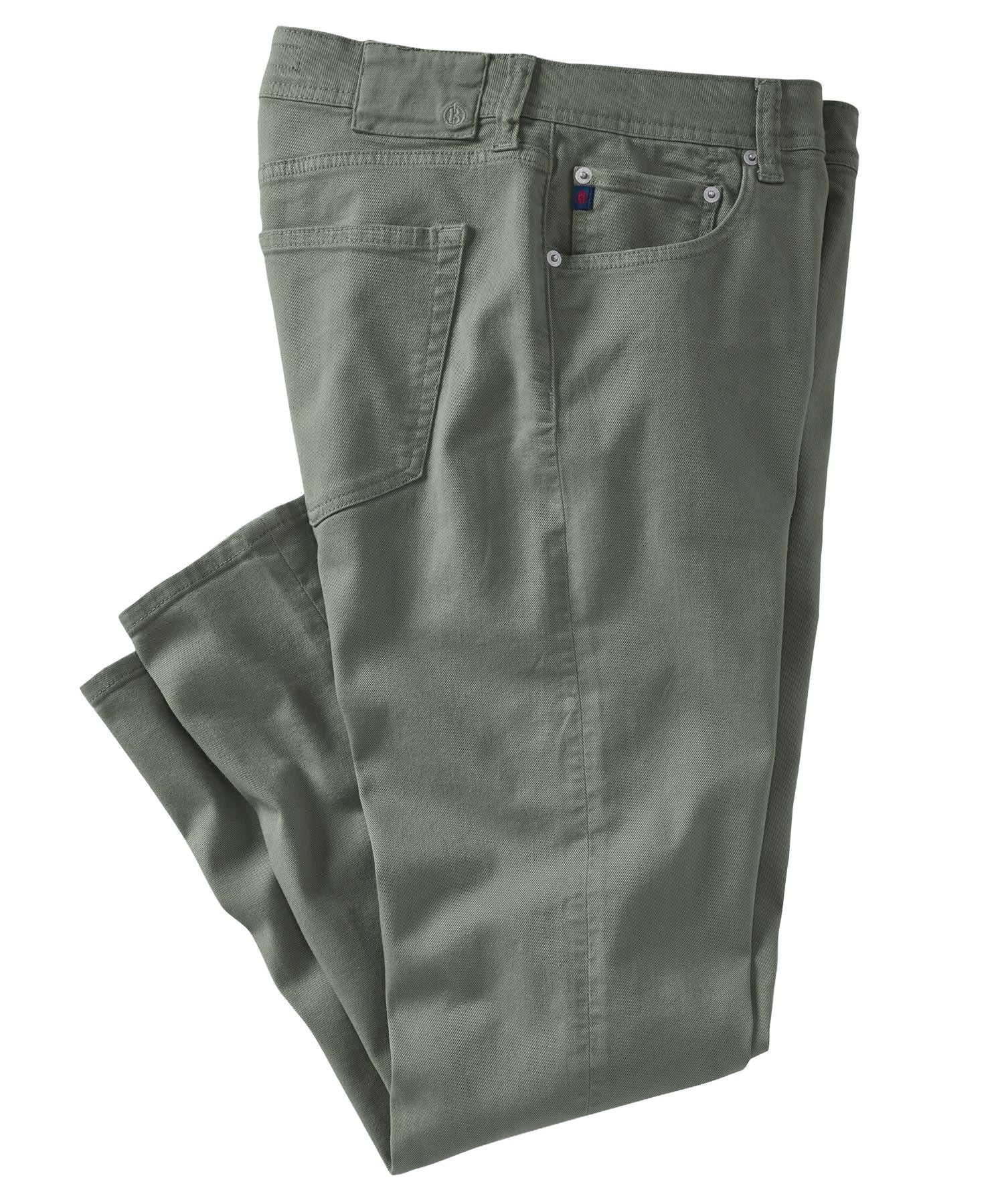 'Old Dyed Denim' Stretch 5-Pocket Jeans in Moss (Modern Straight Fit) by Ballin