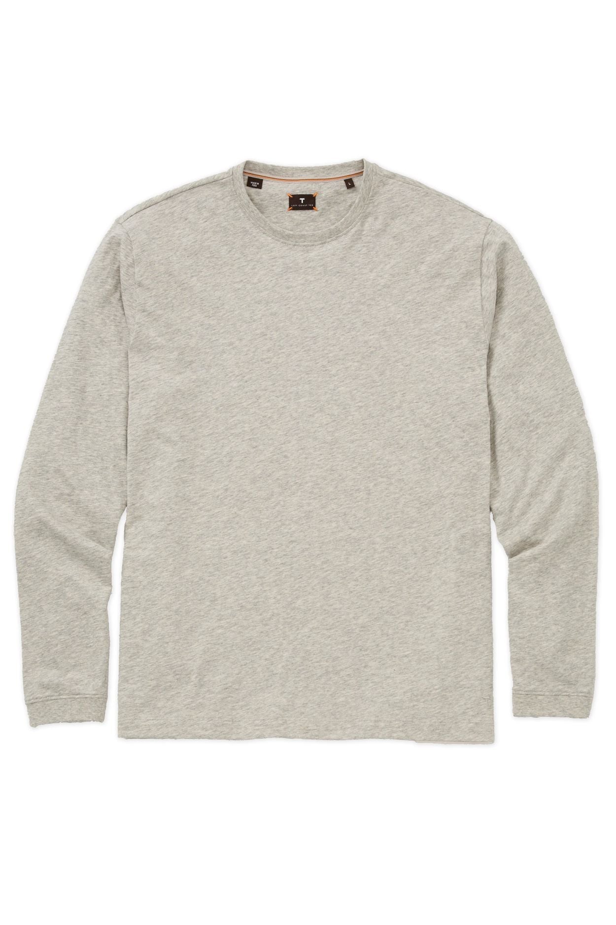 Luxe Mélange Long Sleeve Crew Neck Peruvian Cotton Tee Shirt in Pearl by Left Coast Tee