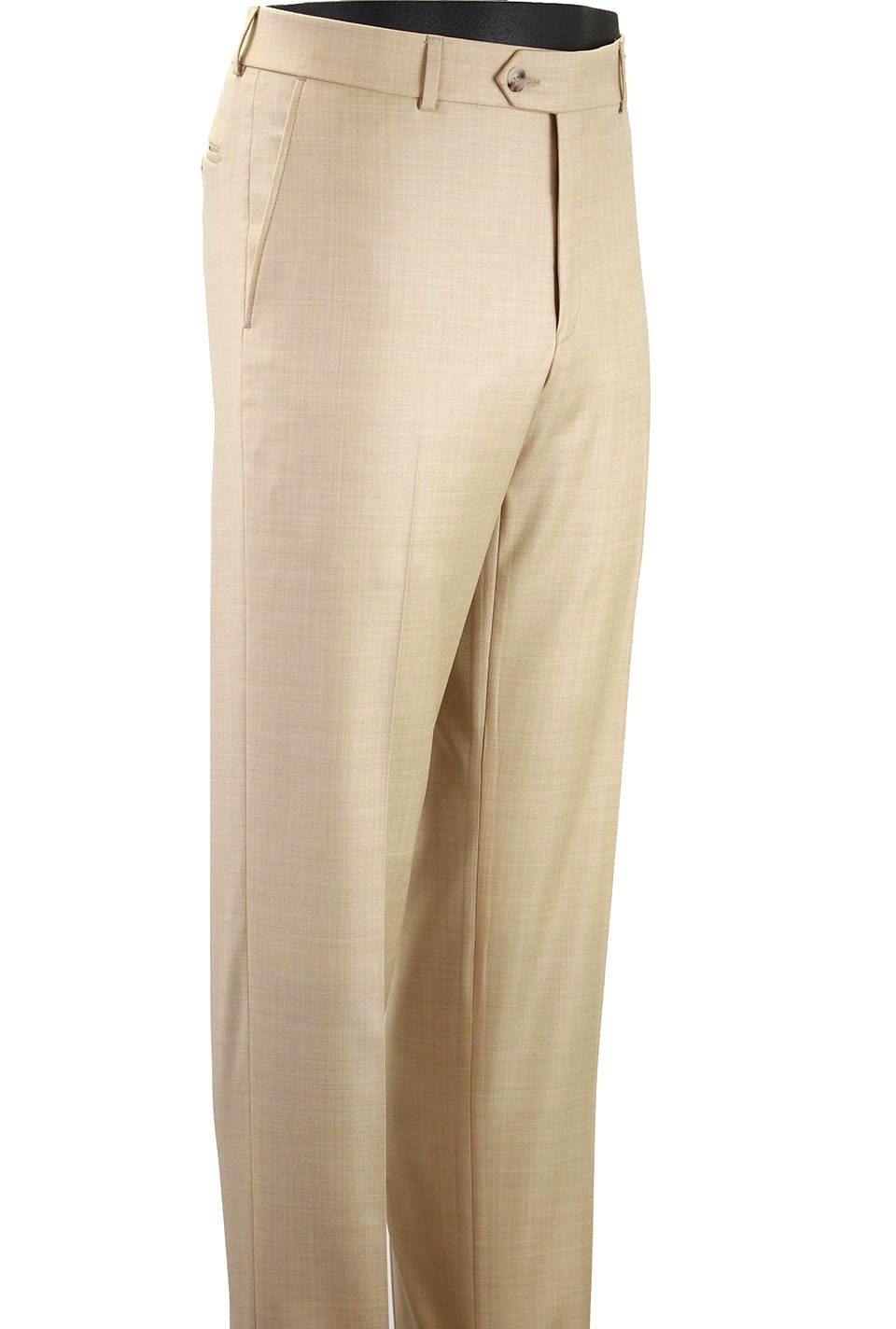 Super 120s Luxury Wool Serge Comfort-EZE Trouser in Butter (Flat Front Models) by Ballin