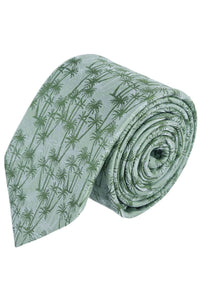 Palm Tree Linen and Silk Blend Tie by Trafalgar