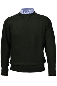 Royal Alpaca Sweatshirt-Style Crew Neck Sweater in Hunter Green Heather by Peru Unlimited