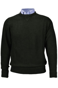 Royal Alpaca Sweatshirt-Style Crew Neck Sweater in Hunter Green Heather by Peru Unlimited