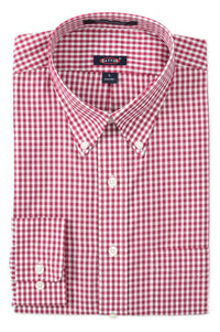 'Crimson' Gingham Beyond Non-Iron® Cotton Sport Shirt in Crimson Red by Batton