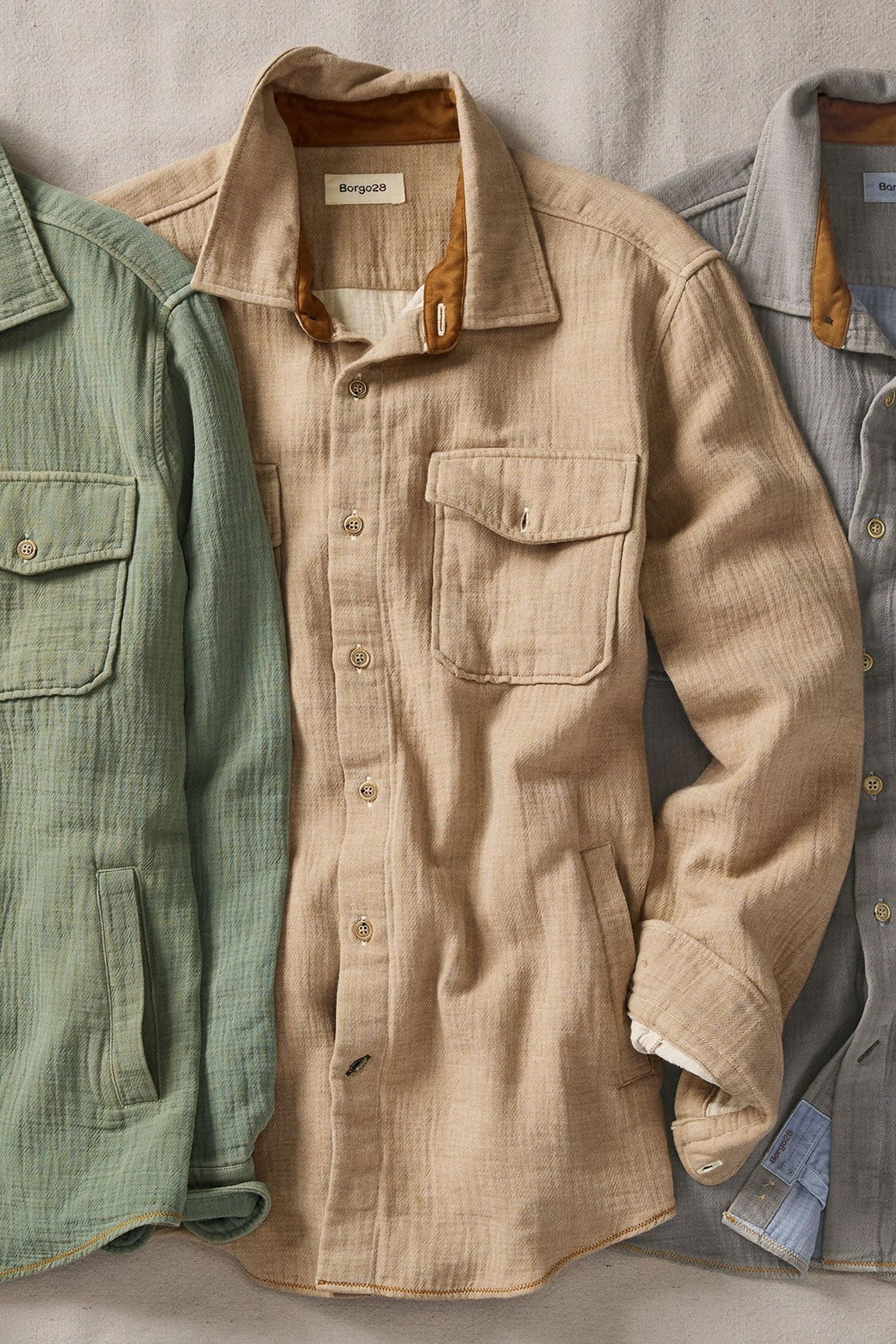 Double Face Overshirt in Mushroom by Borgo28