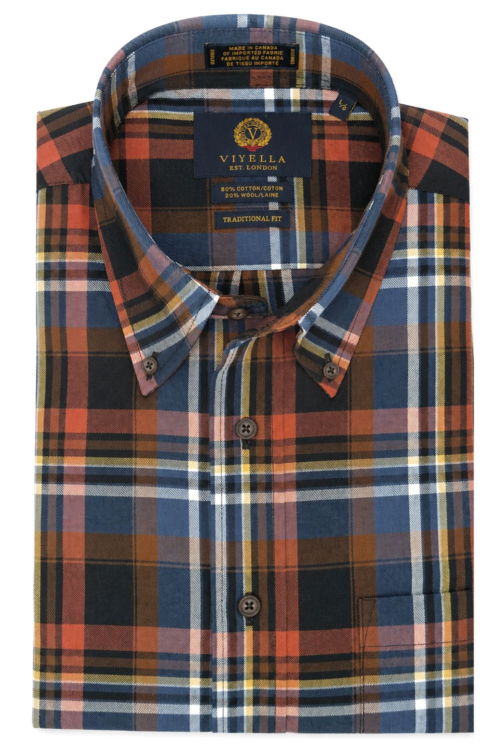 Multi Fall Tartan Cotton and Wool Blend Button-Down Shirt by Viyella