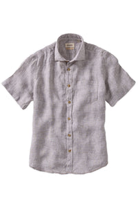 Mélange Linen Short Sleeve Sport Shirt in Brown by Borgo28