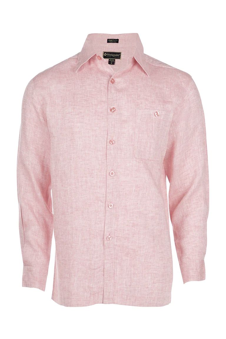 Pure Linen Long Sleeve Shirt in Pink Isle by Weekender