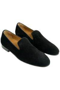 Prego Italian Velour Suede Formal Loafer in Black by Alan Payne Footwear