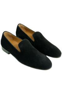 Prego Italian Velour Suede Formal Loafer in Black by Alan Payne Footwear