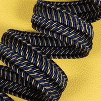 Italian Woven Herringbone Stretch Rayon Casual Belt in Navy & Khaki by Torino Leather