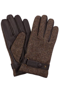 Goatskin Leather and Herringbone Gloves with Wool Lining in Brown by House of Amanda Christensen