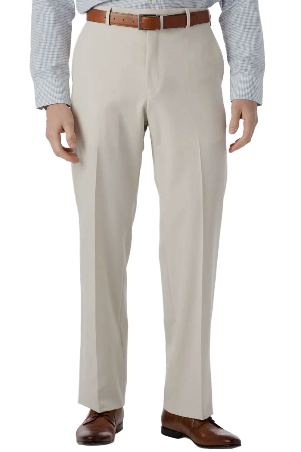 Super 120s Wool Gabardine Comfort-EZE Trouser in Stone Grey (Flat Front Models) by Ballin