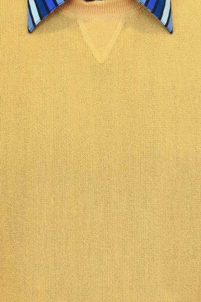 Baby Alpaca 'Links Stitch' Sweatshirt-Style Crew Neck Sweater in Gold by Peru Unlimited