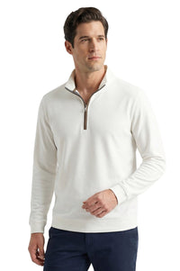 Stretch Heather Fleece Pullover in Winter White by Scott Barber