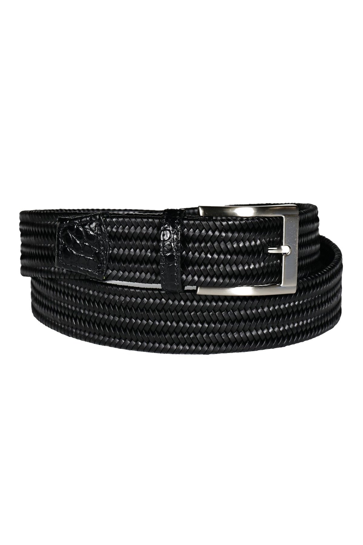 TORINO  Men\'s Black Embossed Italian Calfskin Leather Belt Buckle Size 38 Italian Burnished Calfskin Belt - Black main image 4