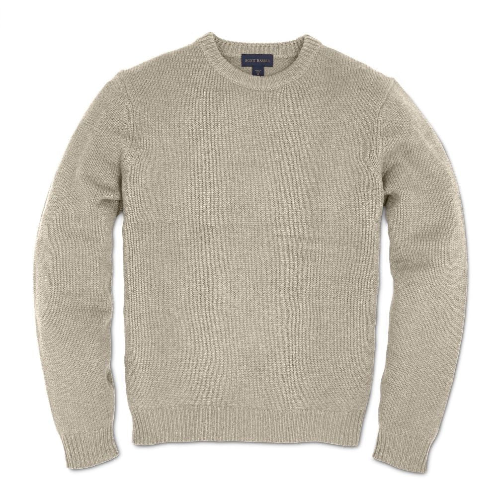 Scottish Cashmere and Cotton Crew Neck Sweater in Driftwood by Scott Barber