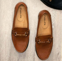 Phelps Interchangeable 'Bridge Bits' Tubular English Moccasin Loafer in Tan Calfskin by T.B. Phelps