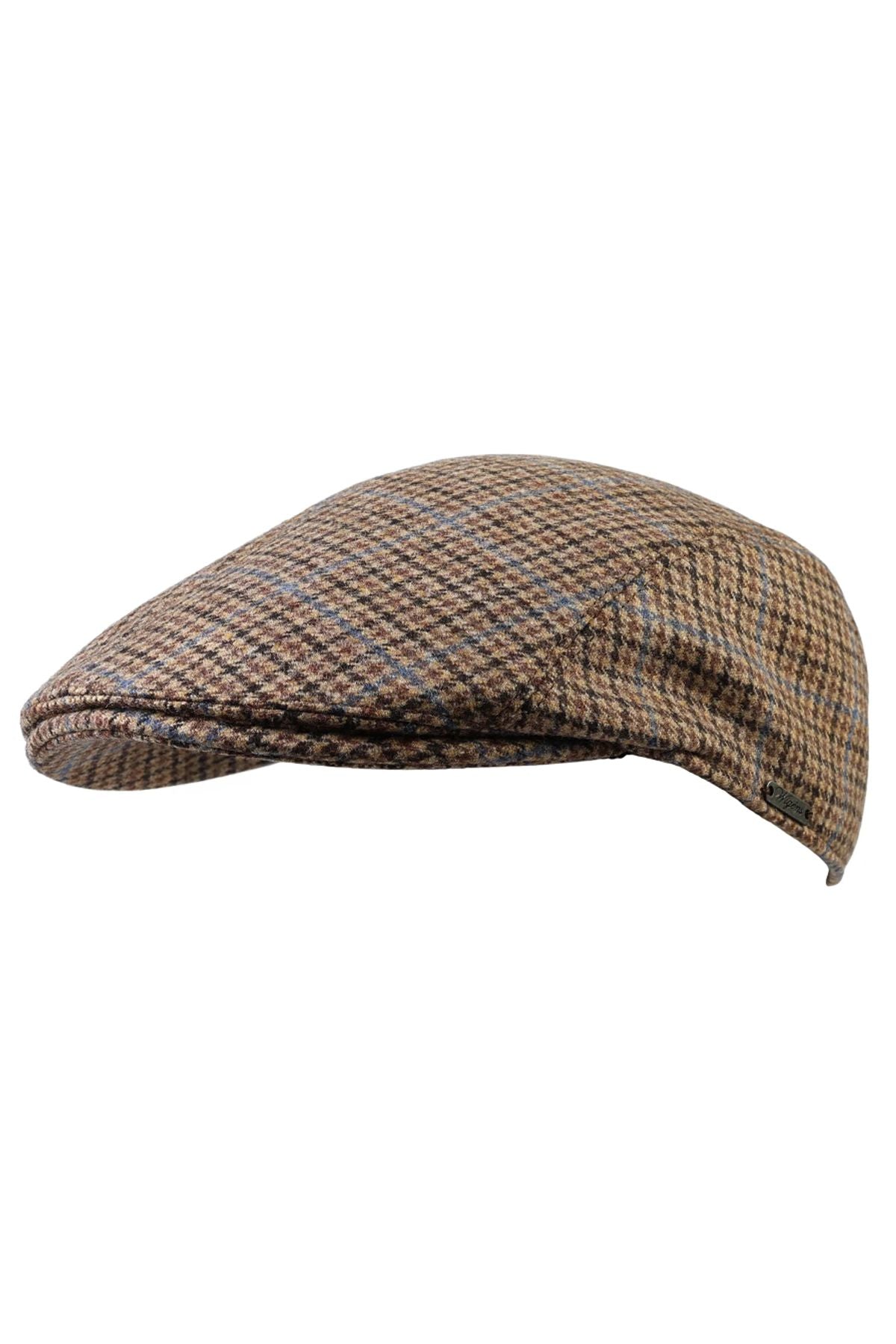 Ivy Modern Wool Houndstooth Check 'Archive Line' Cap in Dark Camel by Wigens