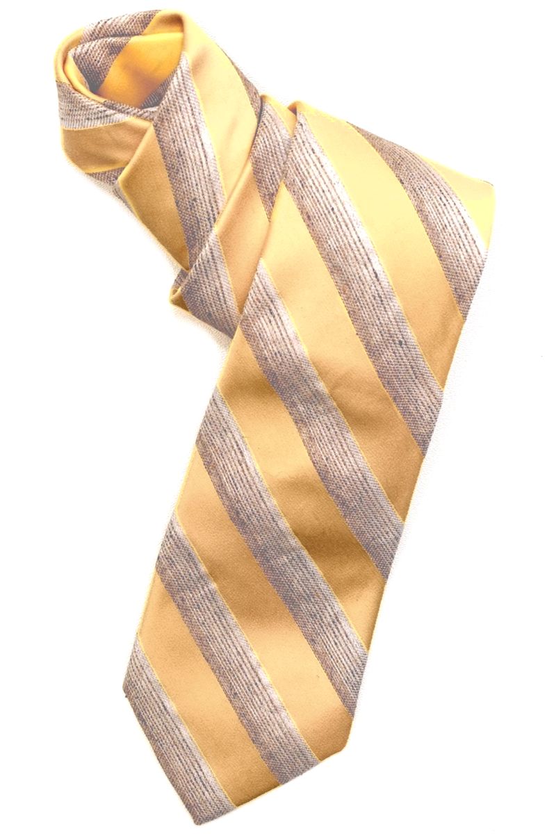 Best of Class Lemon and Tan 'Seasonal' Woven Cotton and Silk Blend Tie by Robert Talbott