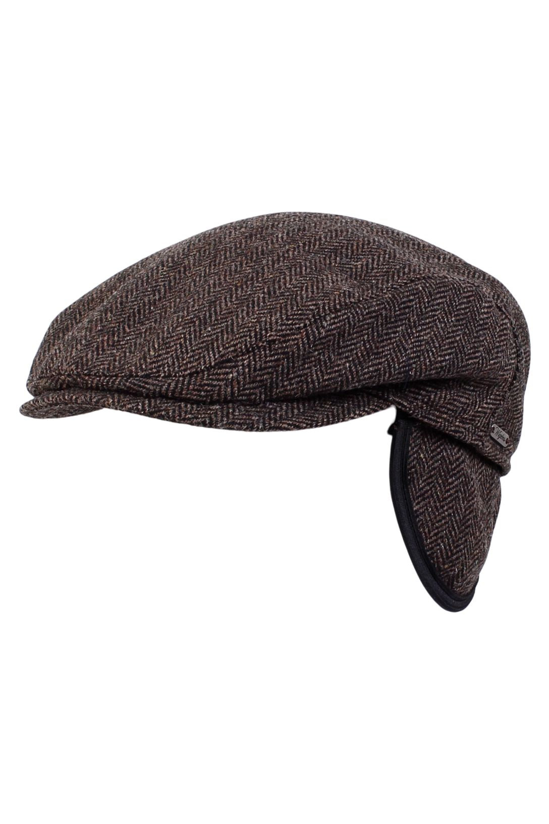 Ivy Slim Shetland Wool Cap with Earflaps in Herringbone Choice of Col