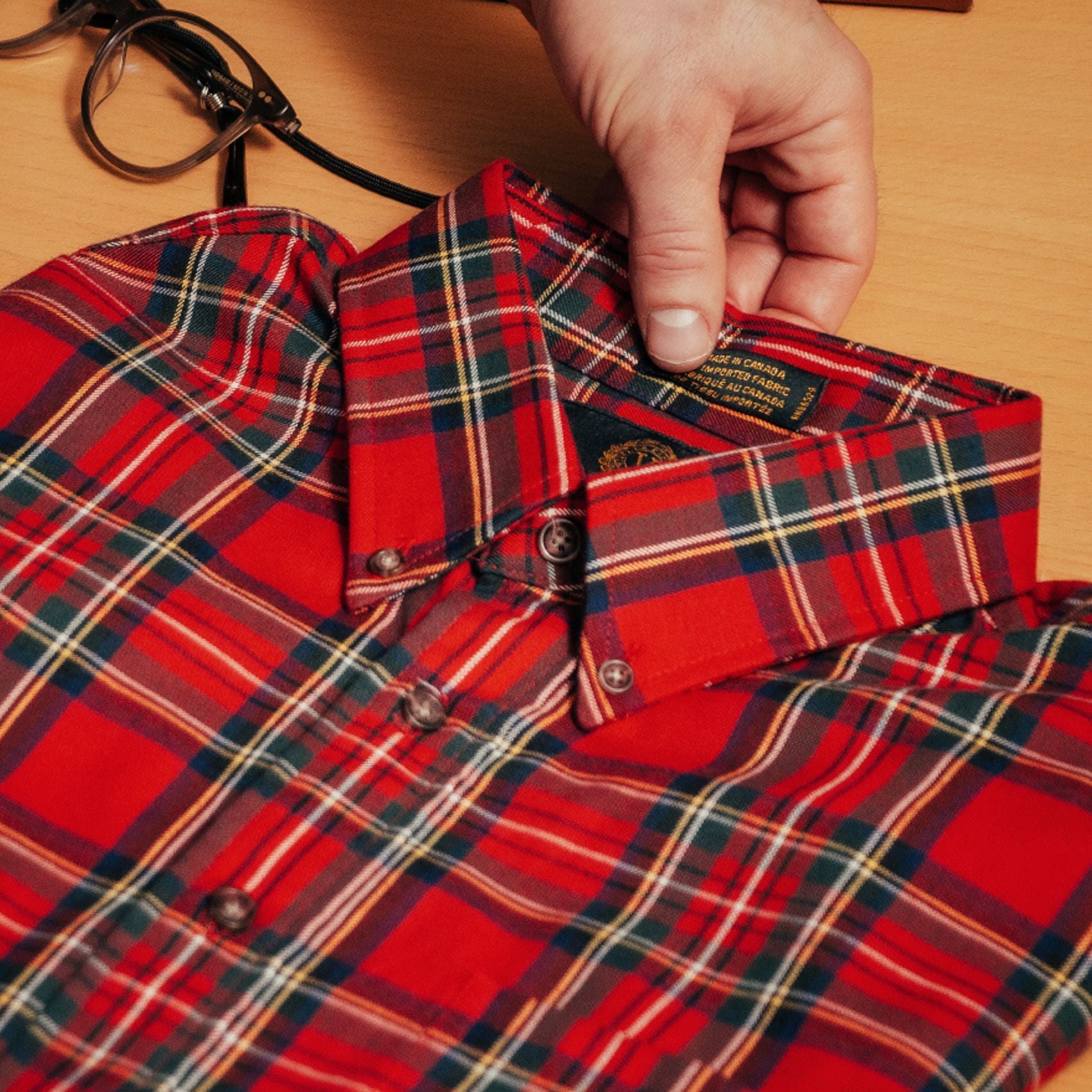 Royal Stewart Tartan Cotton and Wool Blend Button-Down Shirt by Viyell