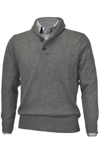 Royal Alpaca 2-Button Shawl Collar Sweater in Sky Grey Heather by Peru Unlimited